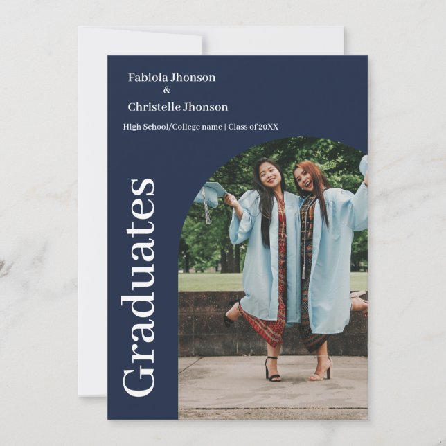 Anuncio graduación doble de la marina azul de guion minima (Anverso)