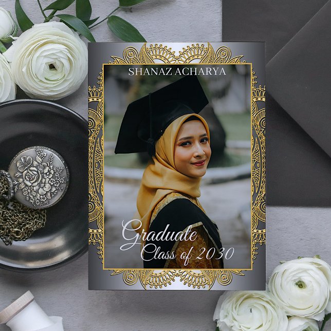 Anuncio Graduación dorada de gris plateado Mandala (Subido por el creador)