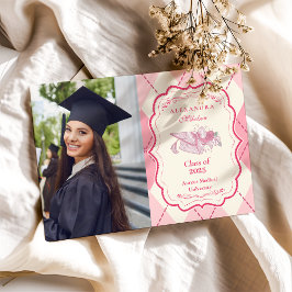 Anuncio Graduación Elegante de Coquette Rosa Bow