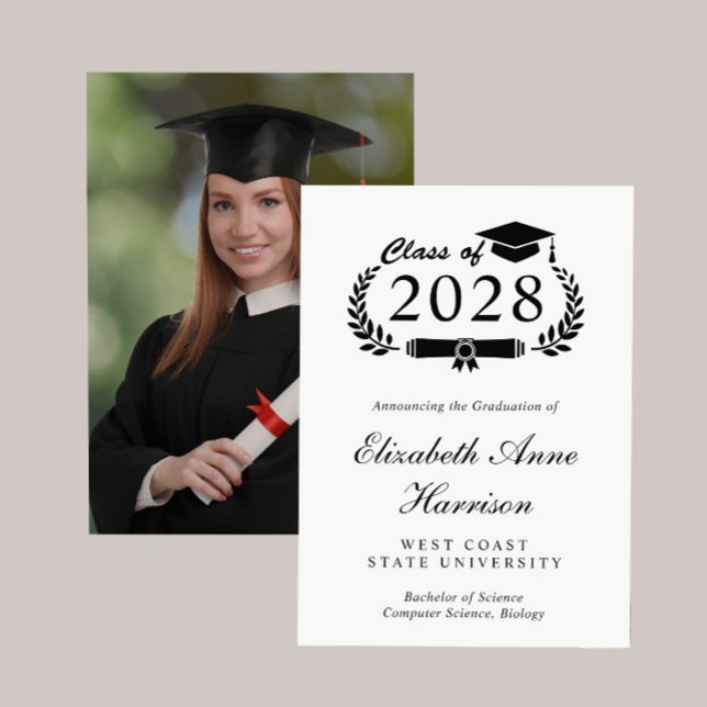 Anuncio Graduación Elegante de la Escuela de Fotografía po (An elegant college graduation announcement to celebrate the graduate's achievements)