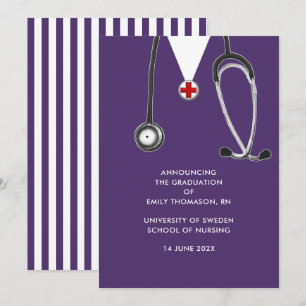 Anuncio Graduación en la escuela de enfermería morado