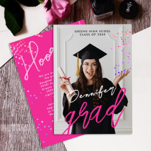 Anuncio Graduación Escolar Moderna Rosa Colorida Genial