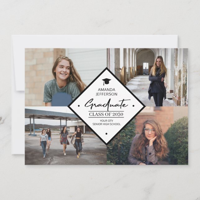 Anuncio Graduación escritura moderna y elegante 4 collage  (Anverso)