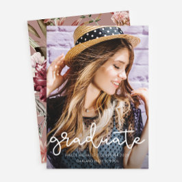 Anuncio Graduación floral bonito Rosa Dusty Foto