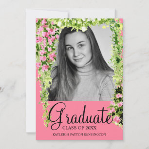 Anuncio Graduación floral bruta rosada de bonito Rubor