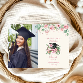 Anuncio Graduación floral rosa de la foto