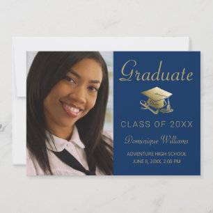 Anuncio Graduación Foto Grado de Oro Diploma Azul