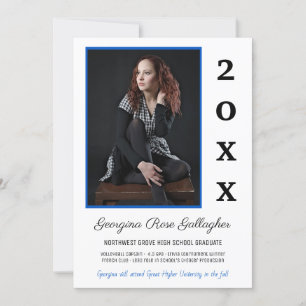 Anuncio Graduación Foto Moderna Simple Grad Year Blue