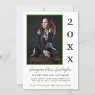 Anuncio Graduación Foto Moderna Simple Grad Year Green