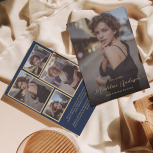 Anuncio Graduación fotográfica clásica azul y oro de la ma