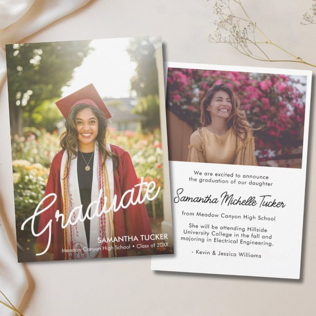 Anuncio Graduación fotográfica de guión moderno clásico 2 (Classic Graduation Announcement)