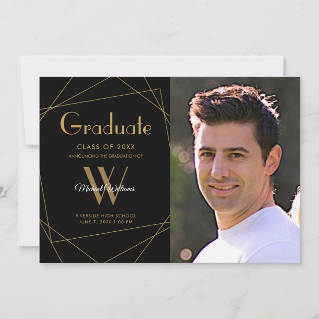 Anuncio Graduación geométrica de monograma de fotografía n (Anverso)