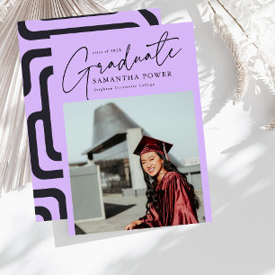 Anuncio Graduación geométrica púrpura de foto graduada mod