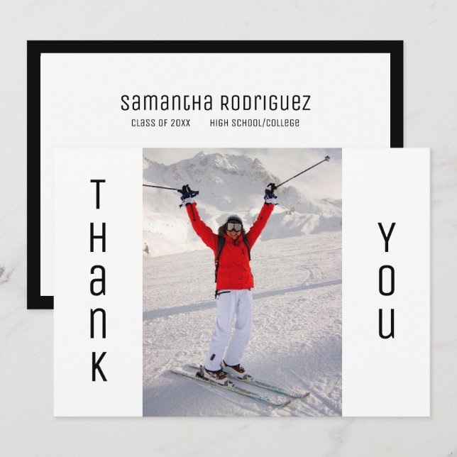 Anuncio Graduación Gracias A La Foto Moderna De Grado Blan (Anverso / Reverso)