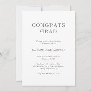 Anuncio Graduación Grad Classic Gray Non Photo Graduation