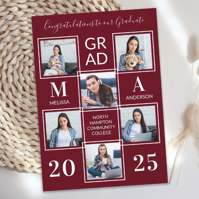 Anuncio Graduación Graduado Personalizado de Monograma 6 F (Subido por el creador)