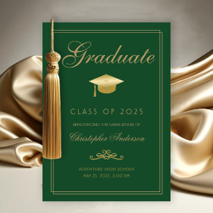 Anuncio Graduación Green Gold Graduación Grad Cap