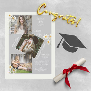 Anuncio Graduación gris personalizada de collage de fotos