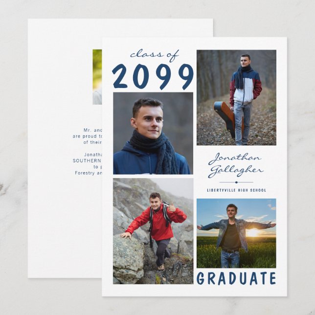 Anuncio Graduación mínima 5 guión de Collage de fotos (Anverso / Reverso)