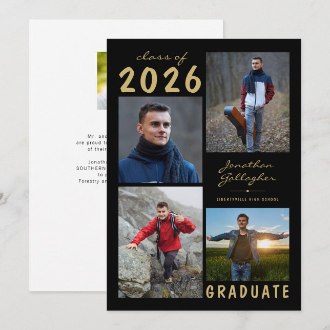 Anuncio Graduación mínima 5 guión de Collage de fotos (Anverso / Reverso)