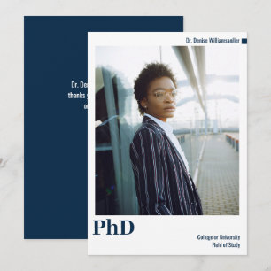 Anuncio Graduación mínima de doctorado en fotografía azul