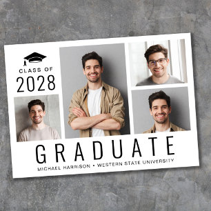 Anuncio Graduación mínima moderna de 4 Collages de fotos