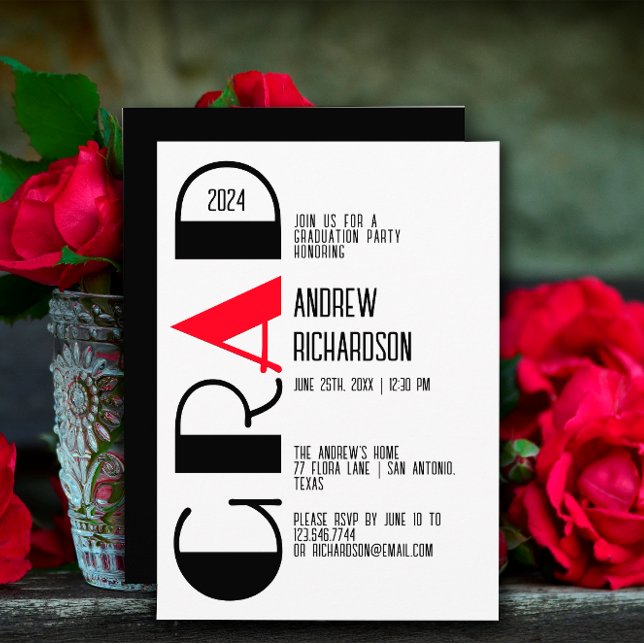 Anuncio graduación minimalista de rojo blanco negro (Subido por el creador)