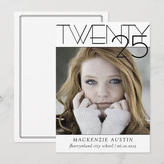 Anuncio Graduación minimalista | Foto clásica con guión al (Anverso / Reverso)