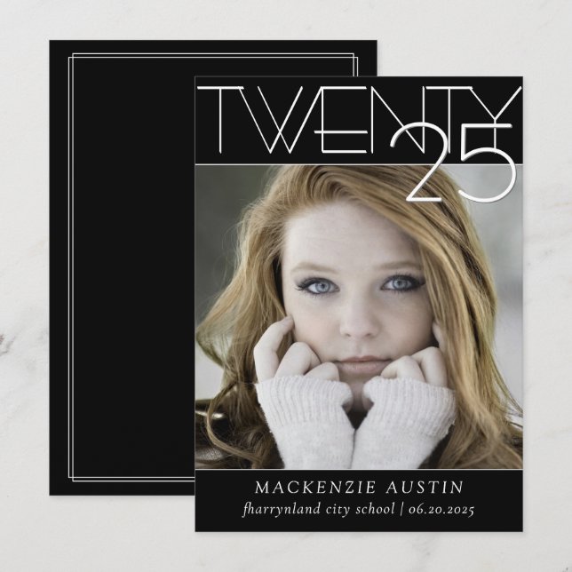 Anuncio Graduación minimalista | Foto en blanco y negro (Anverso / Reverso)