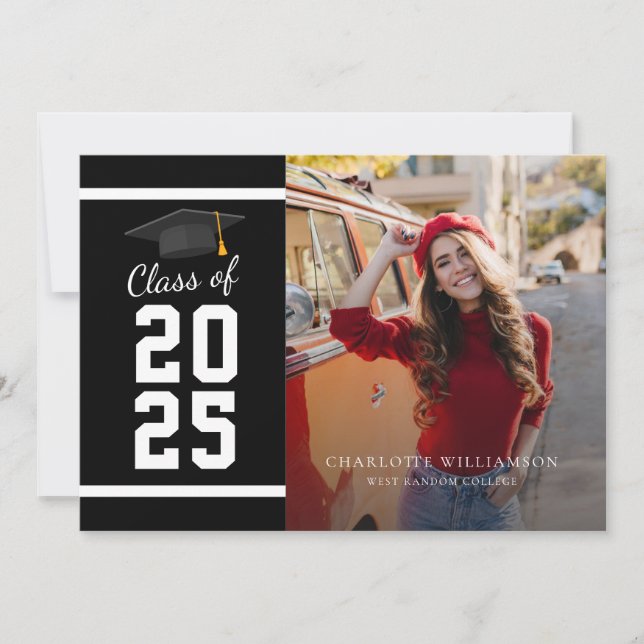 Anuncio Graduación moderna 2025 Foto de graduación en blan (Anverso)