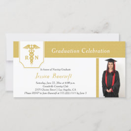 Anuncio Graduación moderna de Enfermería de fotos en oro y