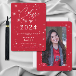 Anuncio Graduación moderna de espuma roja y blanca