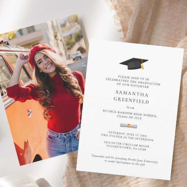 Anuncio Graduación moderna de fotografía 2025 (Graduate Cap Photo Graduation Announcement)