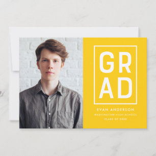 Anuncio Graduación moderna de fotografía amarilla en bloqu