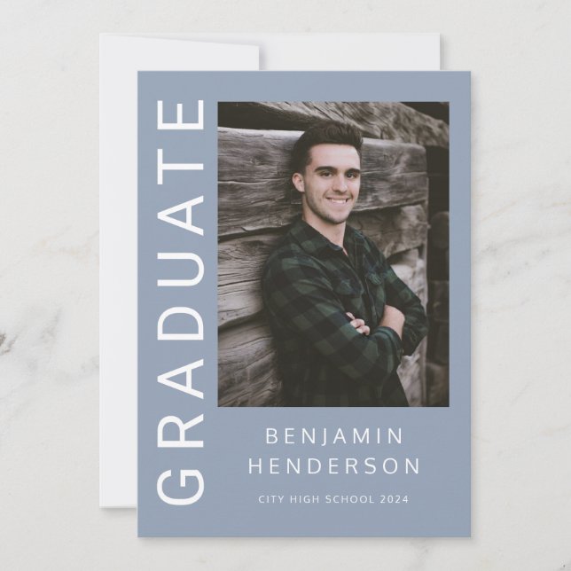 Anuncio Graduación moderna de fotografía azul (Anverso)