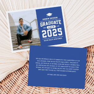 Anuncio Graduación moderna de fotografía azul