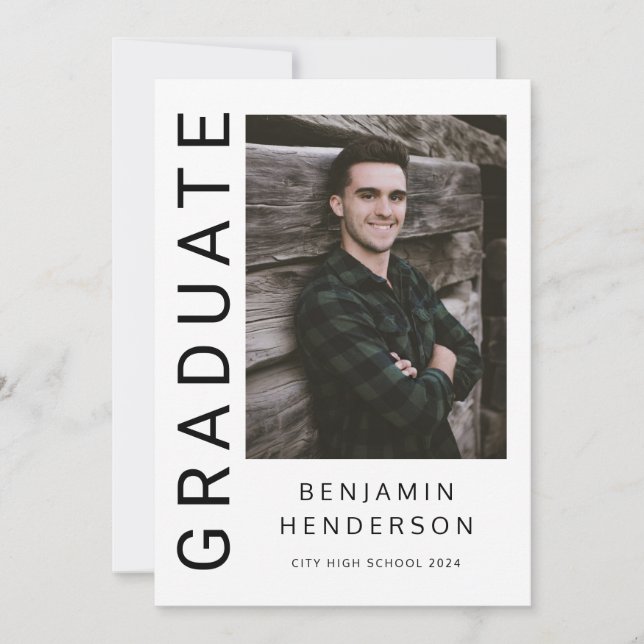 Anuncio Graduación Moderna De Fotografía En Blanco Y Negro (Anverso)