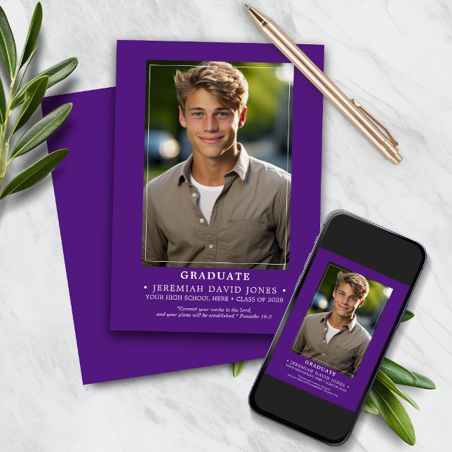 Anuncio Graduación moderna de fotografía púrpura (Subido por el creador)