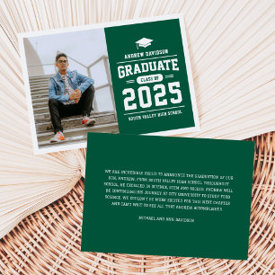 Anuncio Graduación moderna de fotografía verde