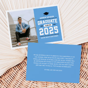 Anuncio Graduación moderna de fotos en blanco negro y azul