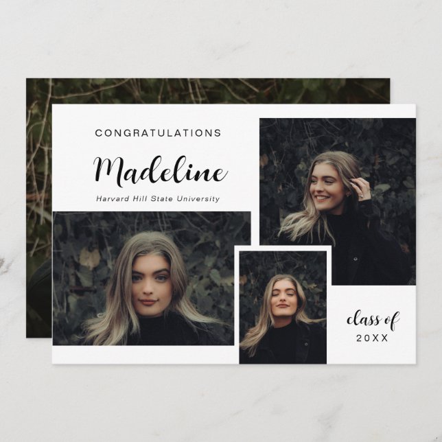 Anuncio Graduación moderna del Collage de fotos clásico (Anverso / Reverso)
