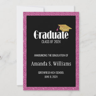 Anuncio Graduación moderna del tapón rosado simple Purpuri