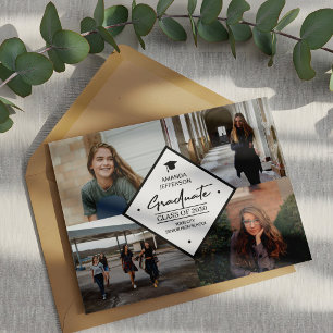 Anuncio Graduación moderna elegante script 4 fotocolage a
