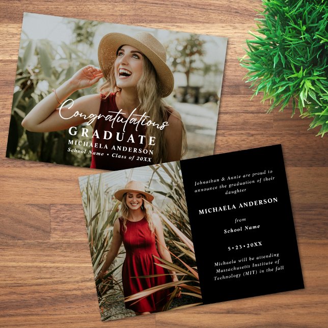 Anuncio Graduación moderna manuscrita de 2 fotografías (Subido por el creador)