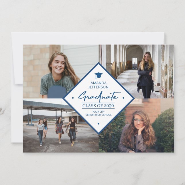 Anuncio Graduación moderna y elegante guión 4 collage de f (Anverso)