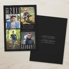 Anuncio Graduación Moderno Sleek Cuatro Fotos Negro