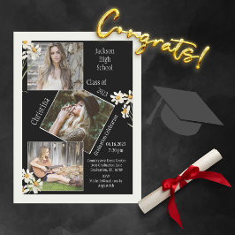 Anuncio Graduación negra personalizada de 4 Collages de fo