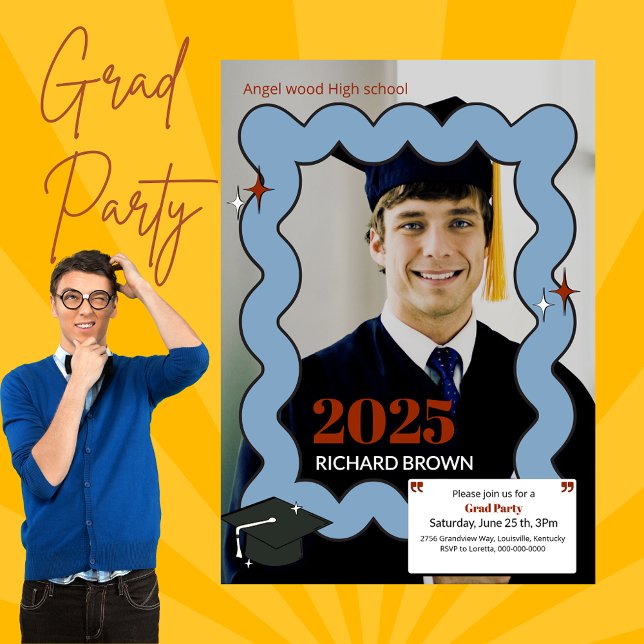 Anuncio Graduación ondulada de retro azul claro (Subido por el creador)