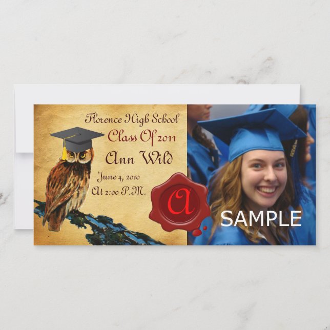 ANUNCIO GRADUACIÓN PARCHE OWL Y MONOGRAMA DE SELLO DE CERR (Anverso)