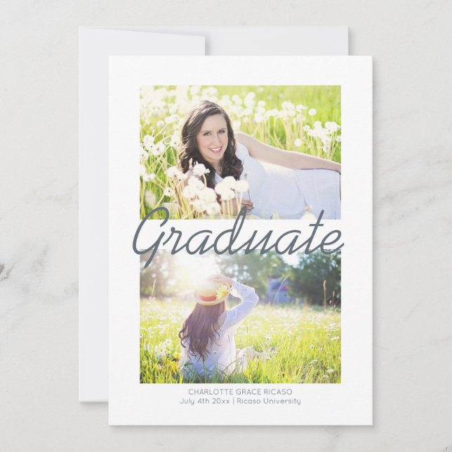 Anuncio Graduación Patrón de círculo Gris Moderno Personal (Anverso)